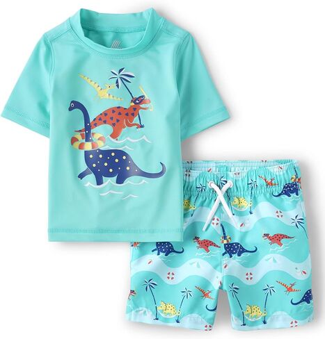 بدلة سباحة Rashguard بأكمام قصيرة للأولاد والأطفال الصغار من The Children's Place، طقم مكون من قطعتين in Saudi Arabia
