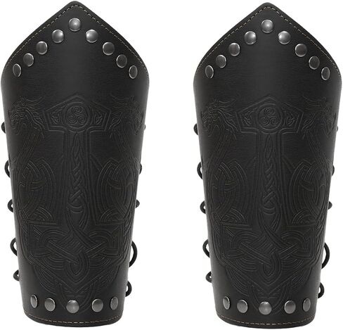 Jeilwiy Viking Bracers Medieval Leather Bracers Arm Armor Cuff Leather Gauntlet Wristband Punk Arm Guards for Men Women 2Pack in Kuwait