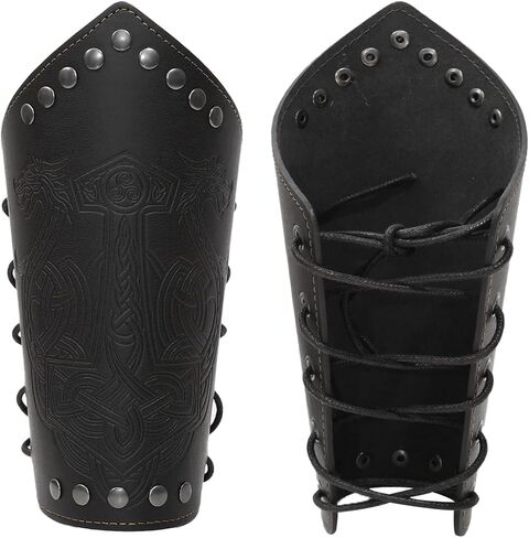 Jeilwiy Viking Bracers Medieval Leather Bracers Arm Armor Cuff Leather Gauntlet Wristband Punk Arm Guards for Men Women 2Pack in Kuwait