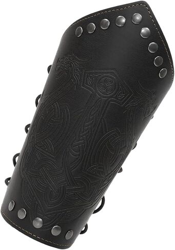 Jeilwiy Viking Bracers Medieval Leather Bracers Arm Armor Cuff Leather Gauntlet Wristband Punk Arm Guards for Men Women 2Pack in Kuwait