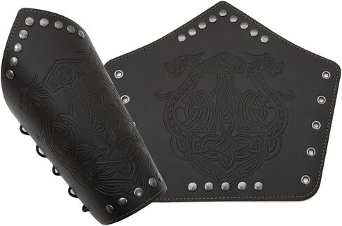 Jeilwiy Viking Bracers Medieval Leather Bracers Arm Armor Cuff Leather Gauntlet Wristband Punk Arm Guards for Men Women 2Pack in Kuwait
