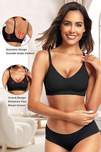 Vertvie Womens Seamless Jelly Bras No Underwire Comfort Push Up Bras Buttery Soft Wireless Bralette Full Coverage Sports Bra in Kuwait