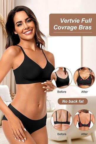 Vertvie Womens Seamless Jelly Bras No Underwire Comfort Push Up Bras Buttery Soft Wireless Bralette Full Coverage Sports Bra in Kuwait