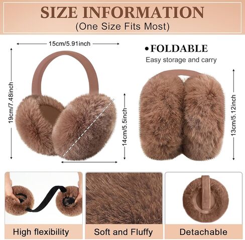 Liitrsh 9 Pcs Winter Ear Muffs Faux Fur Ear Warmers Soft Furry Ear Covers Foldable Warm Earmuffs for Women Cold Weather Outdoor in Kuwait