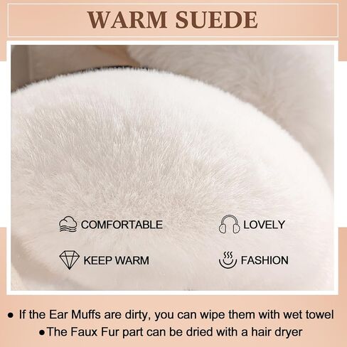 Liitrsh 9 Pcs Winter Ear Muffs Faux Fur Ear Warmers Soft Furry Ear Covers Foldable Warm Earmuffs for Women Cold Weather Outdoor in Kuwait