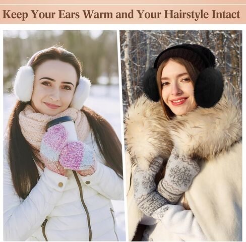 Liitrsh 9 Pcs Winter Ear Muffs Faux Fur Ear Warmers Soft Furry Ear Covers Foldable Warm Earmuffs for Women Cold Weather Outdoor in Kuwait