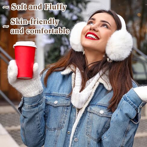 Liitrsh 9 Pcs Winter Ear Muffs Faux Fur Ear Warmers Soft Furry Ear Covers Foldable Warm Earmuffs for Women Cold Weather Outdoor in Kuwait