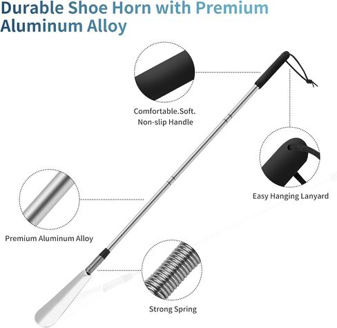 Nobityop Shoe Horn Adjustable Length, Sturdy Stainless Steel, Comfortable Grip, Ideal for Those Who Can't Bend Long Handle Shoe Horn in Saudi Arabia