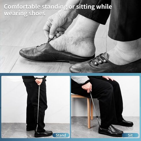 Nobityop Shoe Horn Adjustable Length, Sturdy Stainless Steel, Comfortable Grip, Ideal for Those Who Can't Bend Long Handle Shoe Horn in Saudi Arabia