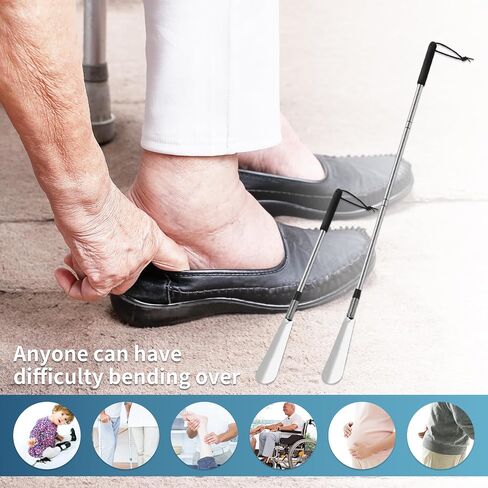 Nobityop Shoe Horn Adjustable Length, Sturdy Stainless Steel, Comfortable Grip, Ideal for Those Who Can't Bend Long Handle Shoe Horn in Saudi Arabia
