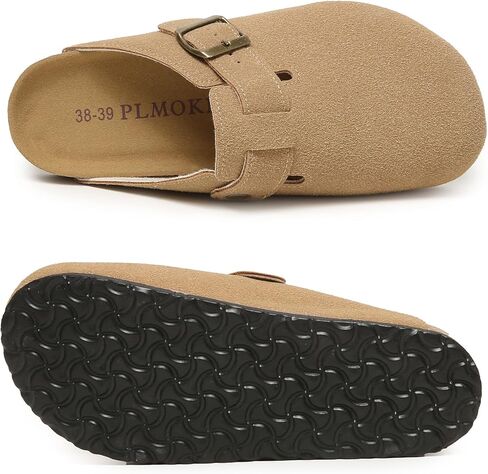 PLMOKN بوسطن قباقيب للنساء والرجال من جلد الغزال منصة التخليص البغال الانزلاق على أحذية للحديقة نعال مضادة للانزلاق in Kuwait