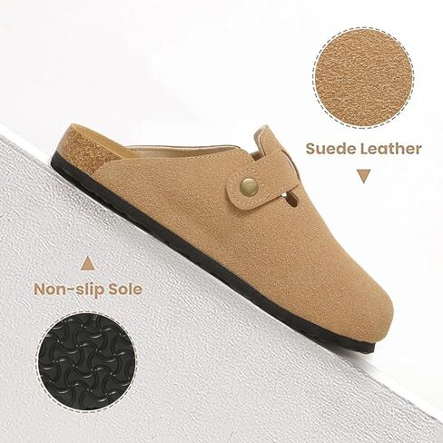 PLMOKN بوسطن قباقيب للنساء والرجال من جلد الغزال منصة التخليص البغال الانزلاق على أحذية للحديقة نعال مضادة للانزلاق in Kuwait