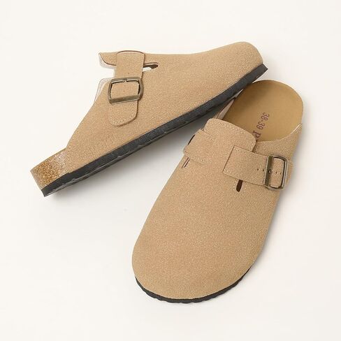 PLMOKN بوسطن قباقيب للنساء والرجال من جلد الغزال منصة التخليص البغال الانزلاق على أحذية للحديقة نعال مضادة للانزلاق in Kuwait