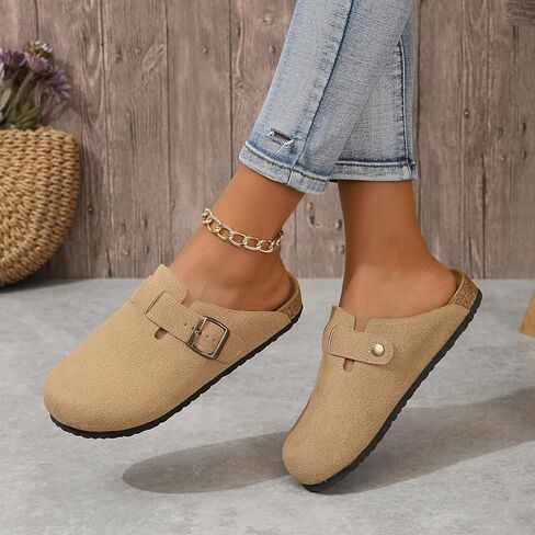 PLMOKN بوسطن قباقيب للنساء والرجال من جلد الغزال منصة التخليص البغال الانزلاق على أحذية للحديقة نعال مضادة للانزلاق in Kuwait