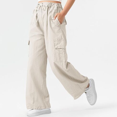 سراويل كارجو من BOOPH للفتيات ذات أرجل واسعة وبنطلونات باراشوت خفيفة الوزن للأطفال in Kuwait