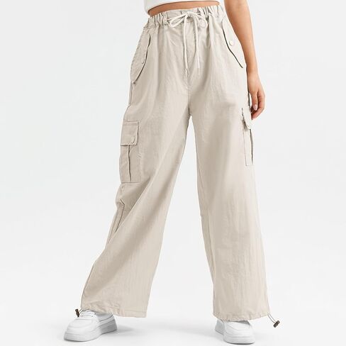 سراويل كارجو من BOOPH للفتيات ذات أرجل واسعة وبنطلونات باراشوت خفيفة الوزن للأطفال in Kuwait