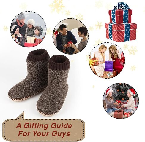 cosyone1997 شباشب مريحة للرجال في الأماكن المغلقة، أحذية منزلية غامضة مع نعال مانعة للانزلاق، جوارب موكاسين دافئة ناعمة، هدايا شتوية لعيد الميلاد الفريد in Kuwait