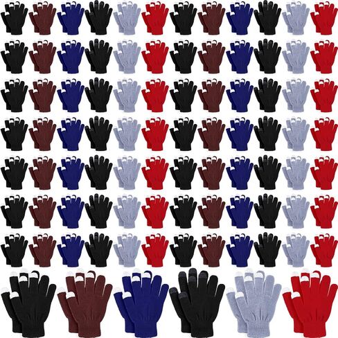 80 Pairs Magic Winter Gloves 6 Colors Touchscreen Gloves Stretchy Warm Knit Gloves, Unisex Men Women, Fresh Color/ Black, Coffee, Cyan, Gray, Black, Dark Red, One size in Saudi Arabia