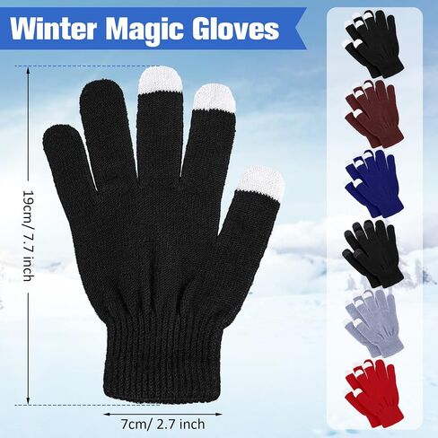 80 Pairs Magic Winter Gloves 6 Colors Touchscreen Gloves Stretchy Warm Knit Gloves, Unisex Men Women, Fresh Color/ Black, Coffee, Cyan, Gray, Black, Dark Red, One size in Saudi Arabia