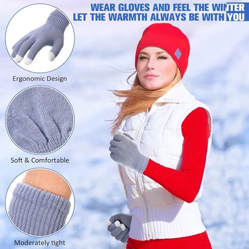 80 Pairs Magic Winter Gloves 6 Colors Touchscreen Gloves Stretchy Warm Knit Gloves, Unisex Men Women, Fresh Color/ Black, Coffee, Cyan, Gray, Black, Dark Red, One size in Saudi Arabia