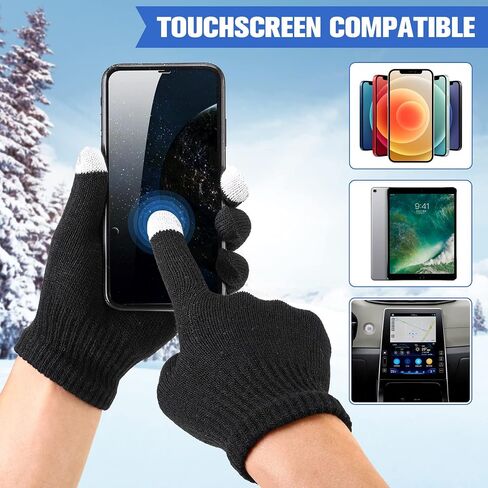 80 Pairs Magic Winter Gloves 6 Colors Touchscreen Gloves Stretchy Warm Knit Gloves, Unisex Men Women, Fresh Color/ Black, Coffee, Cyan, Gray, Black, Dark Red, One size in Saudi Arabia
