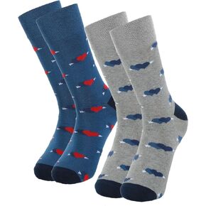 2 Pairs Valentine's Day Socks Heart Lips Novelty Crew Dress Socks Love Pattern Cotton Socks for Valentine Men Women, 2 Styles