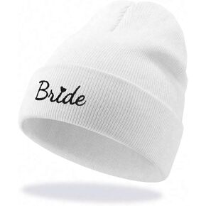 Bride Beanie Hat for Women - Bachelorette Party Accessories Stylish Winter Bridal Shower and Bride-to-Be Gifts for Her with Black Bride Embroidery in Kuwait
