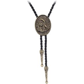 BRBAM American Indian Style Western Cowboy Native American Bolo Tie Retro Solar Calendar Leather Bolo Necktie
