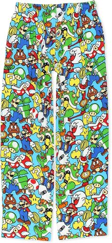 Super Mario Brothers Luigi Bowser Mens Button Fly Cotton Pajama Sleep Pants in Saudi Arabia