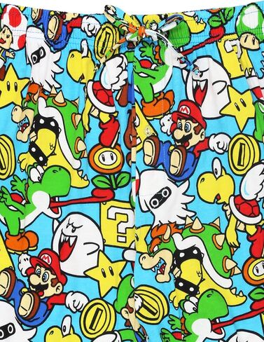 Super Mario Brothers Luigi Bowser Mens Button Fly Cotton Pajama Sleep Pants in Saudi Arabia