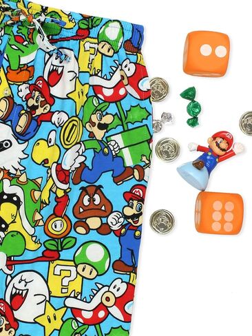 Super Mario Brothers Luigi Bowser Mens Button Fly Cotton Pajama Sleep Pants in Saudi Arabia