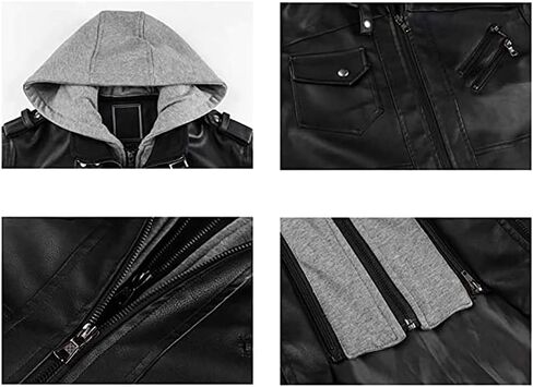 Umbrella Cosplay Men's Leather Jacket-Fall Resident Winter Vintage Motorcycle Biker Jacket with Removable Hood Costume,S-3XL in Kuwait