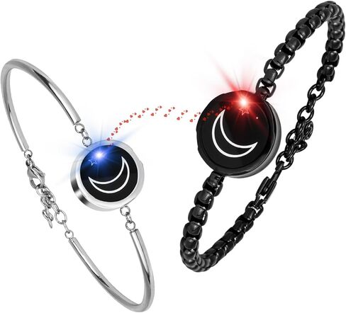INOWL Long Distance Touch Bracelets, Couple Bracelets, Remote Intelligent Matching Couple Bracelets, Suitable for Long Distance Love Girlfriend Boyfriend to Convey Love and Thoughts of the Jewelry in Kuwait