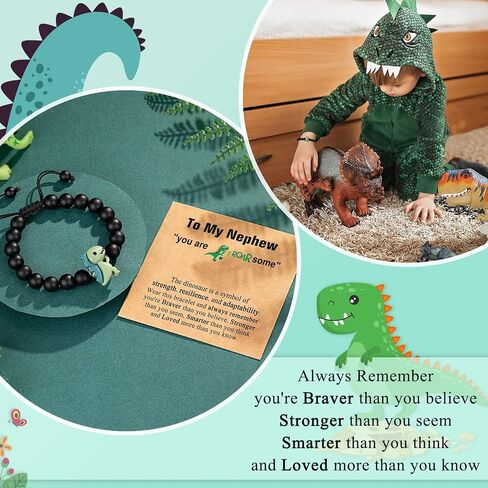 Dinosaur Bracelet for Son/Grandson/Nephew/Brother on Valentines Day/Christmas/Birthday Graduation in Kuwait