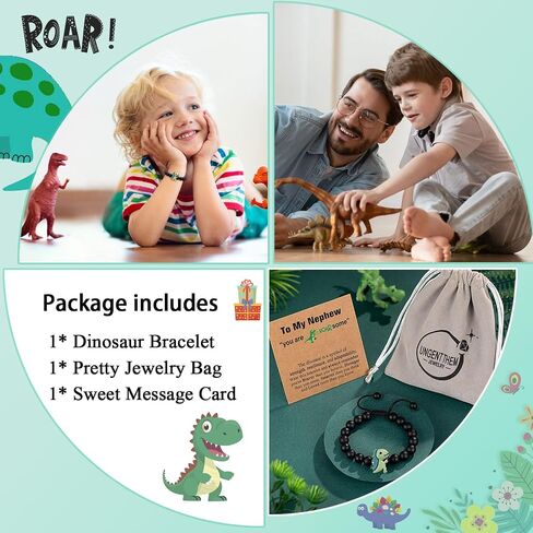 Dinosaur Bracelet for Son/Grandson/Nephew/Brother on Valentines Day/Christmas/Birthday Graduation in Kuwait