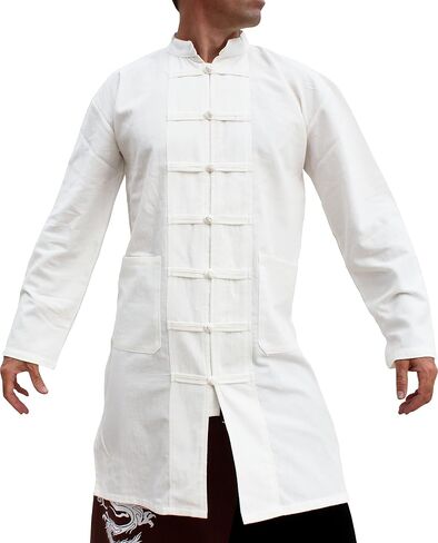Svenine Long Chinese Jacket Handmade Kung Fu Tai Chi Shirt with Waist Pockets in Kuwait