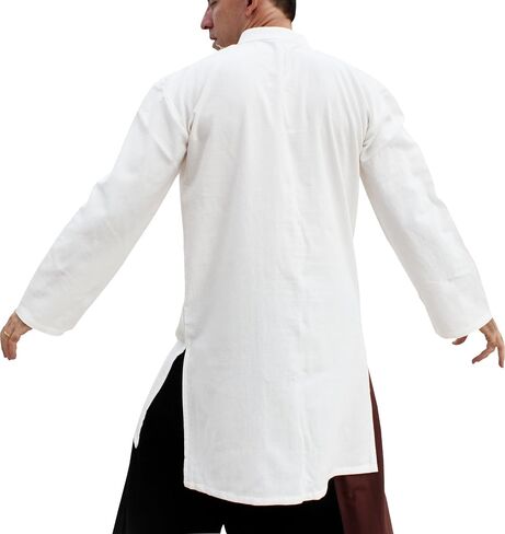 Svenine Long Chinese Jacket Handmade Kung Fu Tai Chi Shirt with Waist Pockets in Kuwait