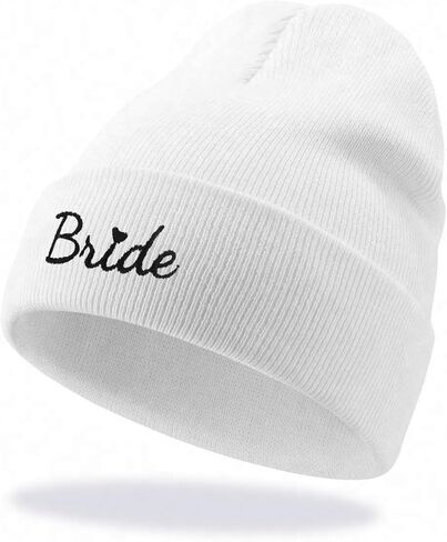 Bride Beanie Hat for Women - Bachelorette Party Accessories Stylish Winter Bridal Shower and Bride-to-Be Gifts for Her with Black Bride Embroidery in Kuwait