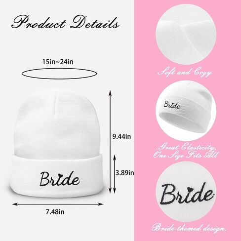 Bride Beanie Hat for Women - Bachelorette Party Accessories Stylish Winter Bridal Shower and Bride-to-Be Gifts for Her with Black Bride Embroidery in Kuwait