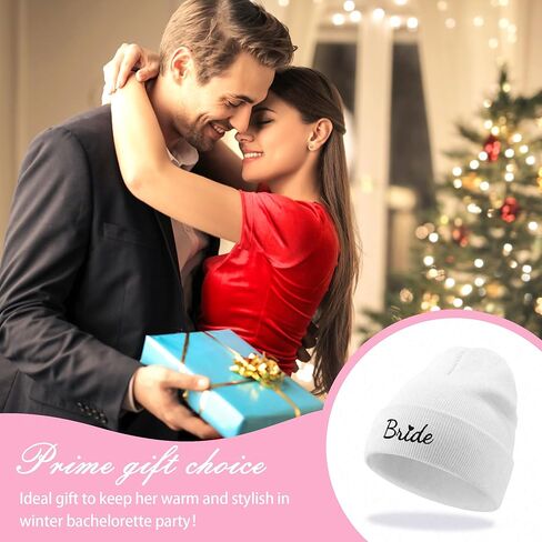 Bride Beanie Hat for Women - Bachelorette Party Accessories Stylish Winter Bridal Shower and Bride-to-Be Gifts for Her with Black Bride Embroidery in Kuwait