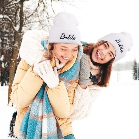 Bride Beanie Hat for Women - Bachelorette Party Accessories Stylish Winter Bridal Shower and Bride-to-Be Gifts for Her with Black Bride Embroidery in Kuwait