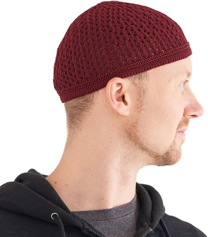 100% Cotton Skull Caps for Men, Knit Kufi Hat for Muslim Prayer, Women's Mesh Crochet Beanie, Ideal Head Wear During Summer in Saudi Arabia