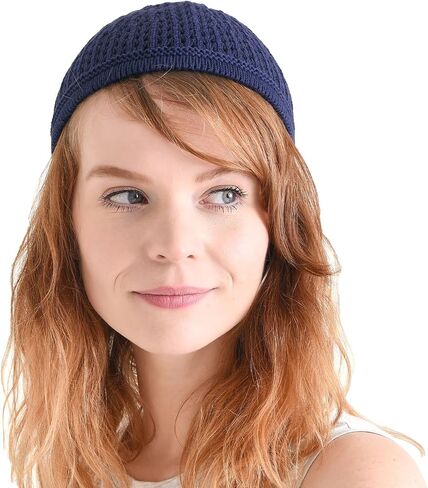 100% Cotton Skull Caps for Men, Knit Kufi Hat for Muslim Prayer, Women's Mesh Crochet Beanie, Ideal Head Wear During Summer in Saudi Arabia