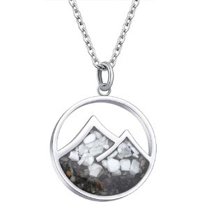 Lauren-Spencer Gemstone Mountain Necklace for Women Turquoise Sodalite Tumbled Chips Pendant Necklace Dainty Circle Mountain Range Necklaces for Women Girls Nature Jewelry Gift