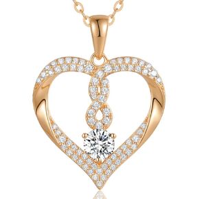 LOUISA SECRET Birthstone Heart Necklaces for Women, 18k Gold Plated and 925 Sterling Silver Infinity Forever Love Pendant Necklaces, Birthday Anniversary Jewelry Gift for Her Mama Wife Mom in Kuwait