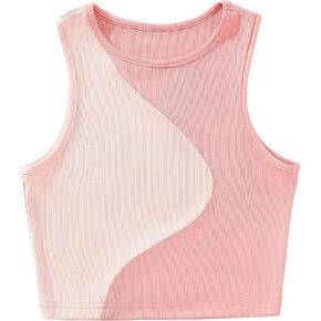 Floerns Women's Color Block Sleeveless Ribbed Knit Casual Crop Tank Top