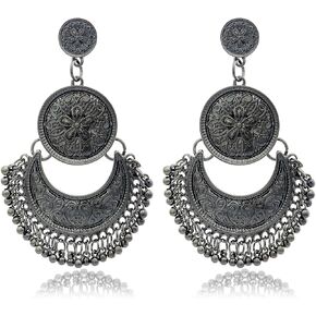 RechicGu العرقية بالي Jhumka Jhumki لوتس المكسيك الغجر تتدلى الأقراط التقليدية الأذن ترصيع مع صندوق هدية