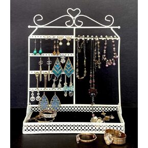 حامل أقراط iFavor123 منظم مجوهرات وقلادة وحامل جداري وحامل عرض كلاسيكي أسود (فضي) in Kuwait