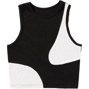 قميص بدون أكمام نسائي من Verdusa ذو ألوان متعددة ورقبة دائرية وبدون أكمام in Kuwait