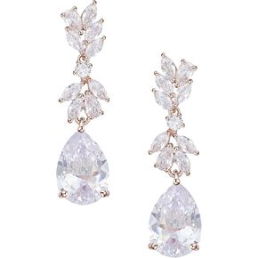 SWEETV Marquise Wedding Earrings for Brides, Bridesmaids, Teardrop Crystal Cubic Zirconia Bridal Drop Earrings for Women Prom
